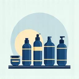 Cosmetic bottles on a conveyor belt